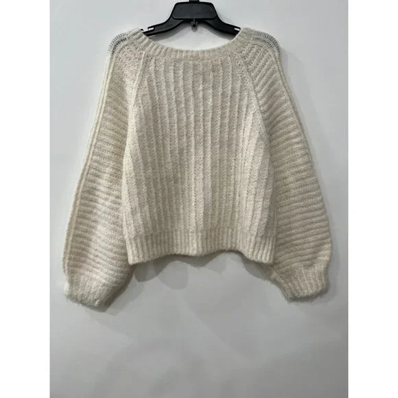 Free People Size S Carter Pullover Sweater Color Ivory MSRP $98 - Picture 6 of 13